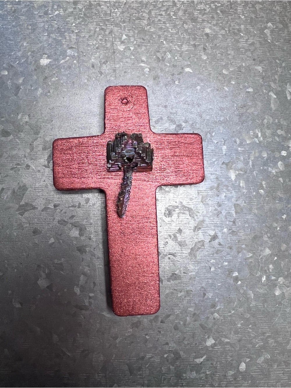 Magnetic Cross with Iridescent Crystal Accent